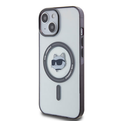 MagSafe hoesje voor Apple iPhone 15 Plus, Karl Lagerfeld, IML Choupette's Head, Transparant