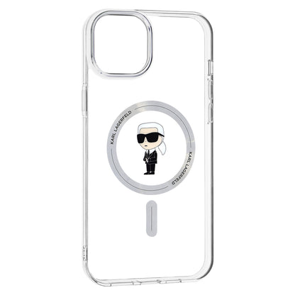MagSafe hoesje voor Apple iPhone 15 Plus, Karl Lagerfeld, IML Ikonik Karl, Transparant