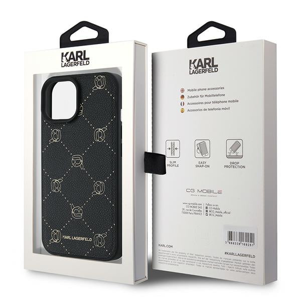 MagSafe hoes voor Apple iPhone 15 Plus, Karl Lagerfeld, Karl's Head, Zwart