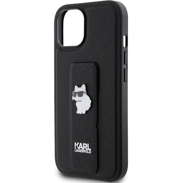 MagSafe hoes voor Apple iPhone 15 Plus, Karl Lagerfeld, Saffiano Gripstand Choupette, Zwart
