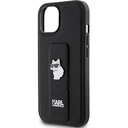 MagSafe hoes voor Apple iPhone 15 Plus, Karl Lagerfeld, Saffiano Gripstand Choupette, Zwart