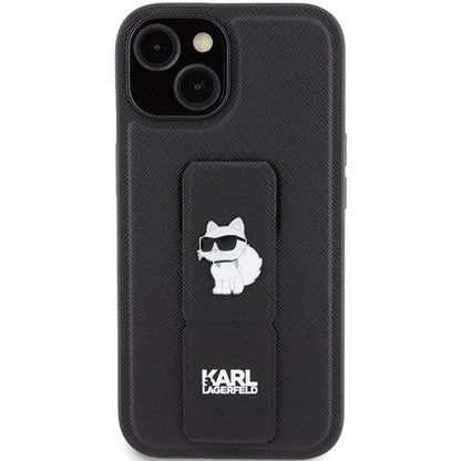 MagSafe hoes voor Apple iPhone 15 Plus, Karl Lagerfeld, Saffiano Gripstand Choupette, Zwart