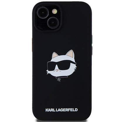 MagSafe hoesje voor Apple iPhone 15 Plus, Karl Lagerfeld, Silicone Choupette's Head, Zwart