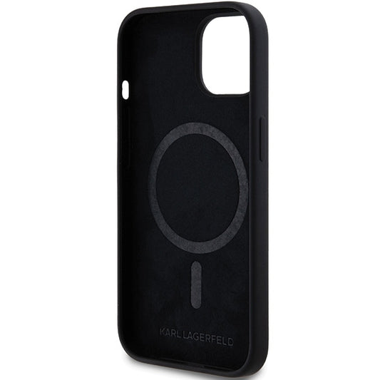 MagSafe hoesje voor Apple iPhone 15 Plus, Karl Lagerfeld, Silicone Choupette's Head, Zwart
