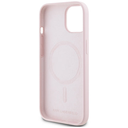 MagSafe hoesje voor Apple iPhone 15 Plus, Karl Lagerfeld, Silicone Karl & Choupette, Roze