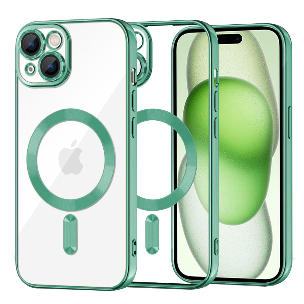 MagSafe-hoes voor Apple iPhone 15 Plus, Techsuit, Luxury Crystal, Lichtgroen