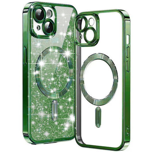 MagSafe-hoes voor Apple iPhone 15 Plus, Techsuit, Luxury Glitter, Donkergroen