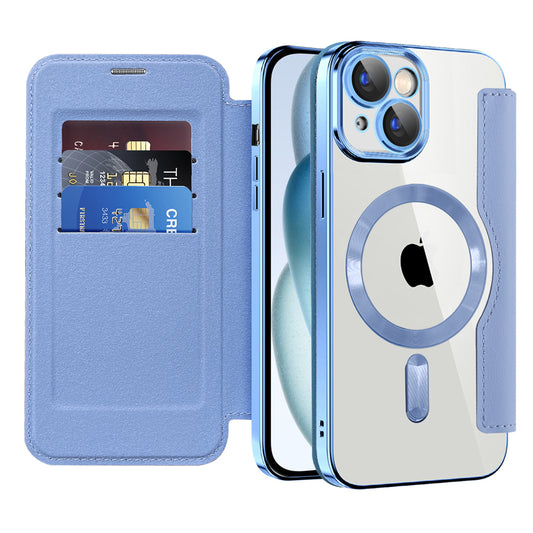 MagSafe-hoes voor Apple iPhone 15 Plus, Techsuit, SmartMag Book, Blauw