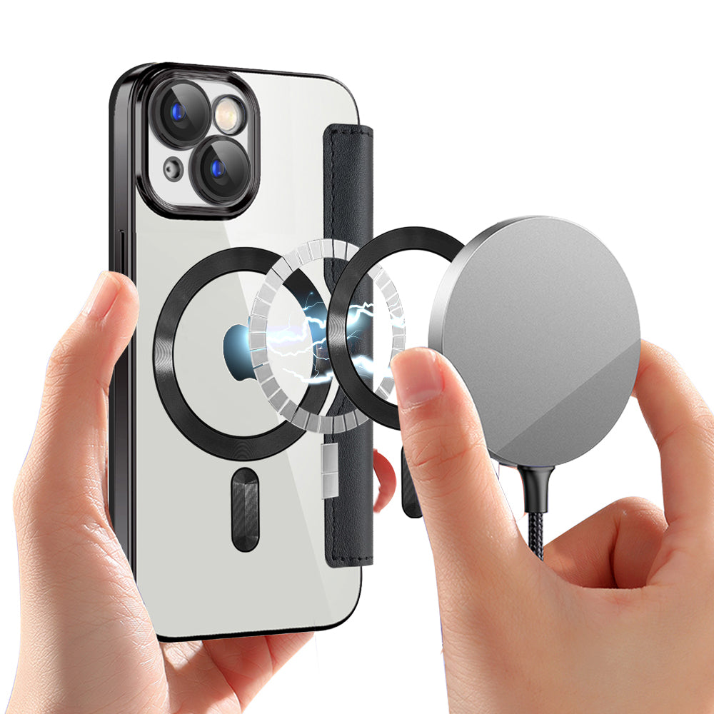 MagSafe-hoes voor Apple iPhone 15 Plus, Techsuit, SmartMag Book, Zwart