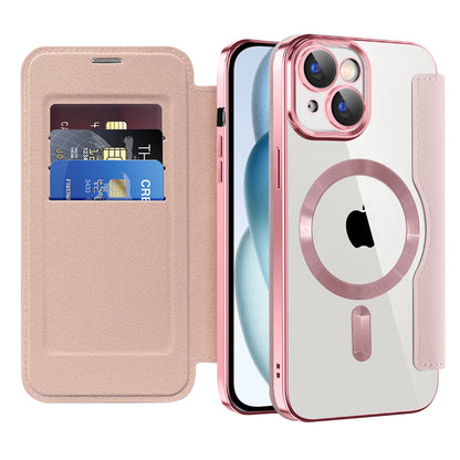 MagSafe-hoes voor Apple iPhone 15 Plus, Techsuit, SmartMag Book, Roze