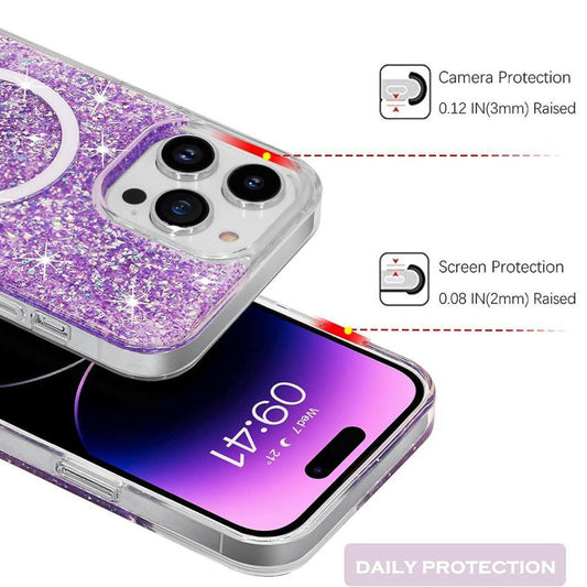 MagSafe-hoesje voor Apple iPhone 15 Plus, Techsuit, Sparkly Glitter, Paars