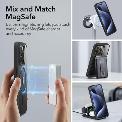 MagSafe-hoesje voor Apple iPhone 15 Pro, ESR, Classic Hybrid, Zwart Transparant