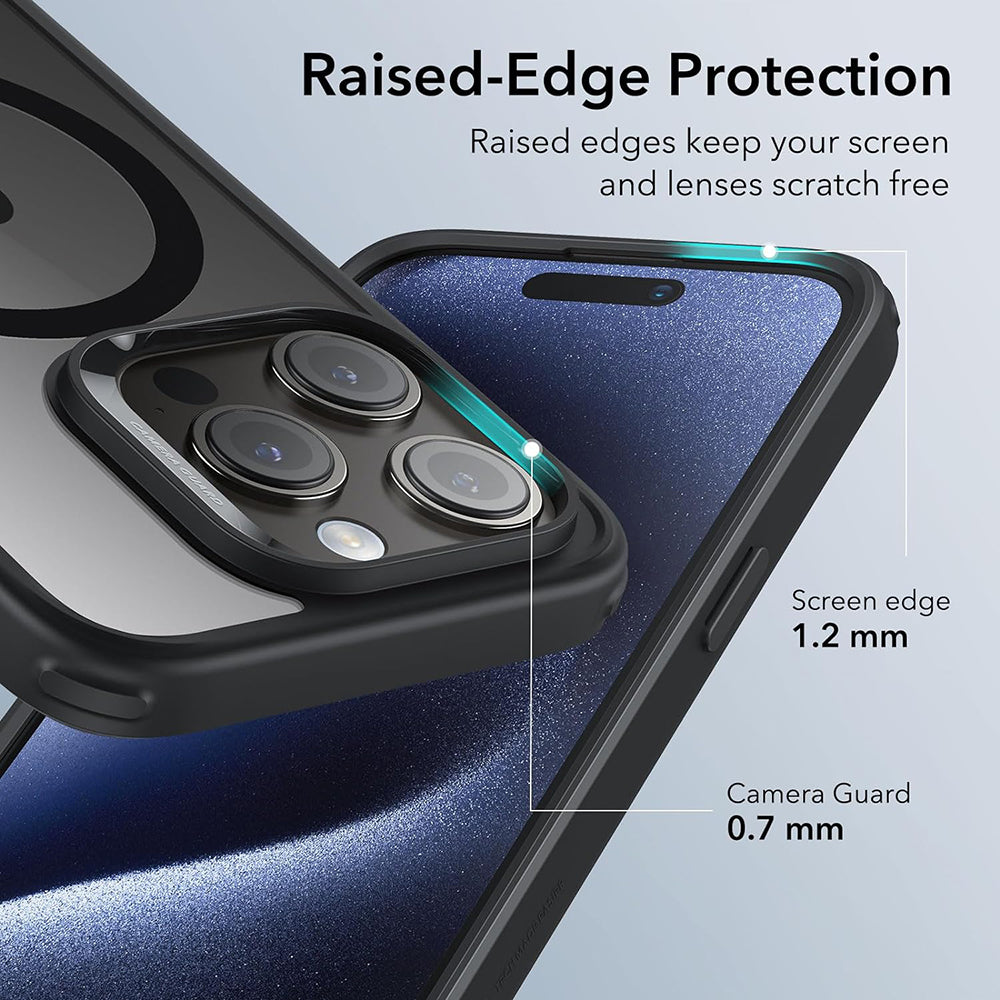 MagSafe-hoesje voor Apple iPhone 15 Pro, ESR, Classic Hybrid, Zwart Transparant