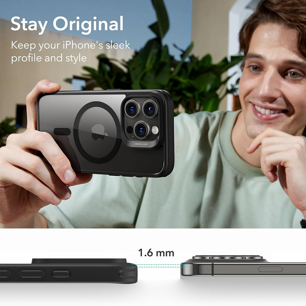 MagSafe-hoesje voor Apple iPhone 15 Pro, ESR, Classic Hybrid, Zwart Transparant
