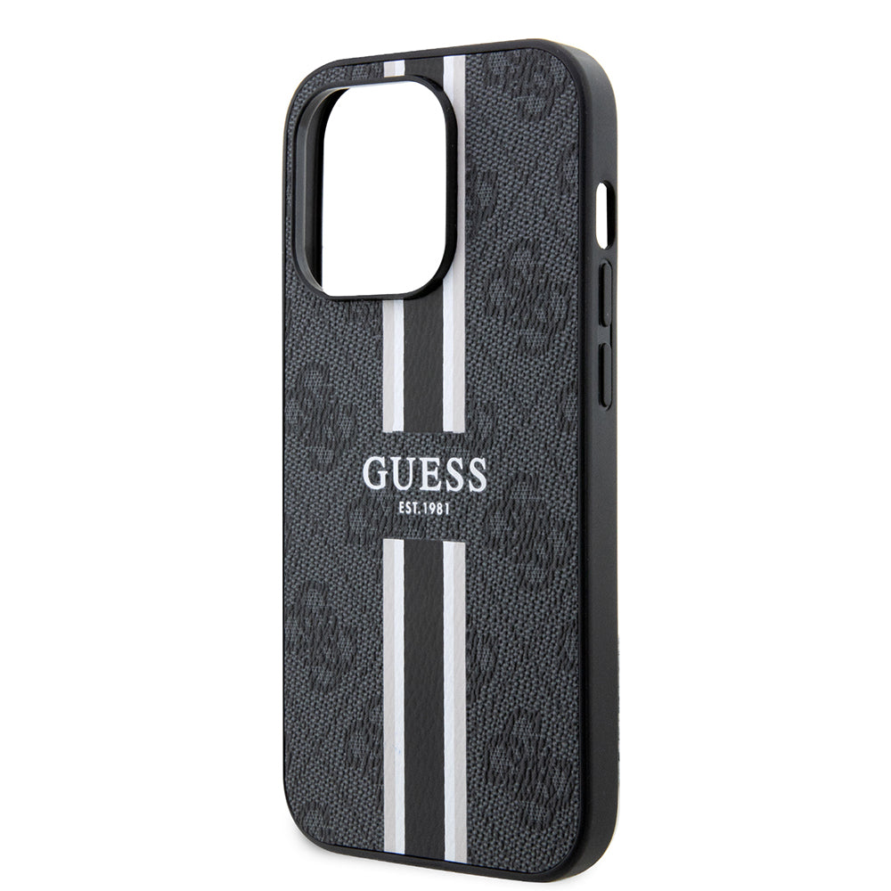 MagSafe hoesje voor Apple iPhone 15 Pro, Guess, 4G Printed Stripes, Zwart