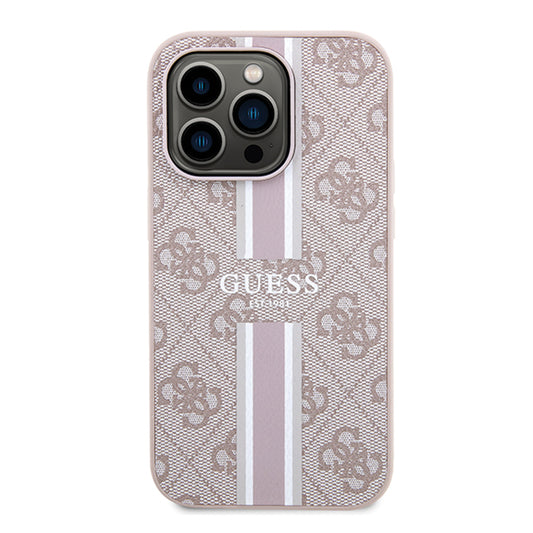 MagSafe hoesje voor Apple iPhone 15 Pro, Guess, 4G Printed Stripes, Roze