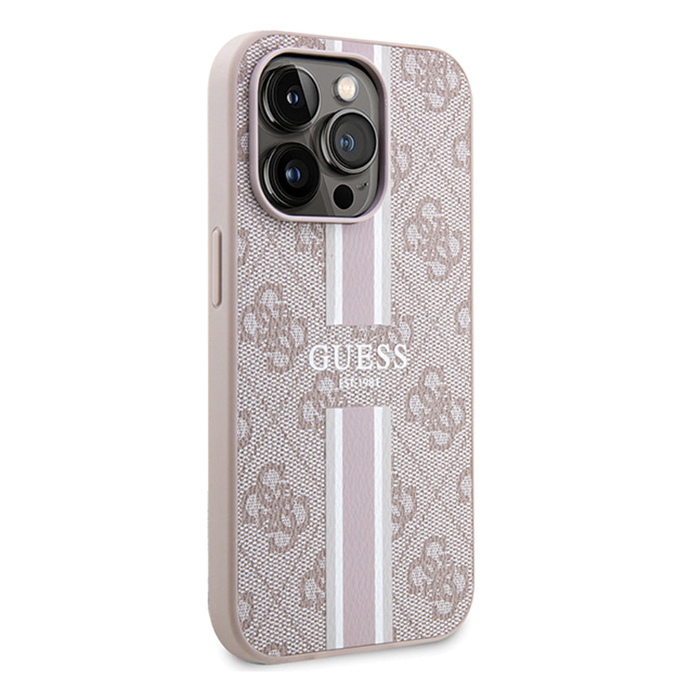 MagSafe hoesje voor Apple iPhone 15 Pro, Guess, 4G Printed Stripes, Roze