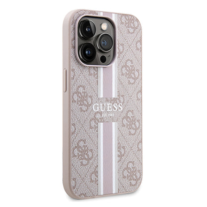 MagSafe hoesje voor Apple iPhone 15 Pro, Guess, 4G Printed Stripes, Roze