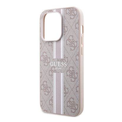 MagSafe hoesje voor Apple iPhone 15 Pro, Guess, 4G Printed Stripes, Roze