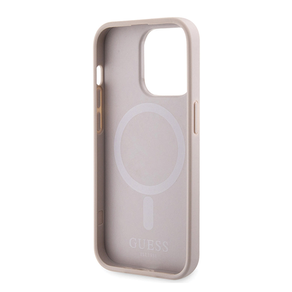 MagSafe hoesje voor Apple iPhone 15 Pro, Guess, 4G Printed Stripes, Roze