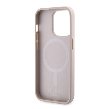 MagSafe hoesje voor Apple iPhone 15 Pro, Guess, 4G Printed Stripes, Roze