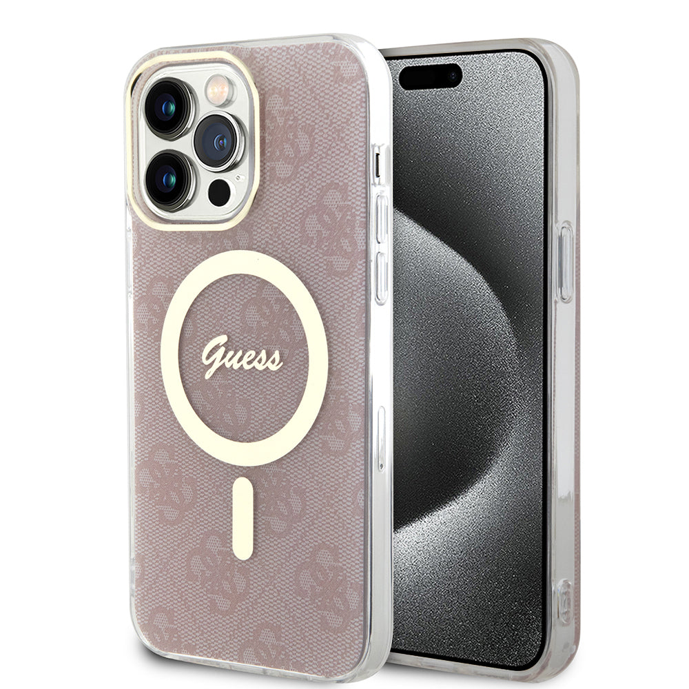 MagSafe hoesje voor Apple iPhone 15 Pro, Guess, IML 4G, Roze