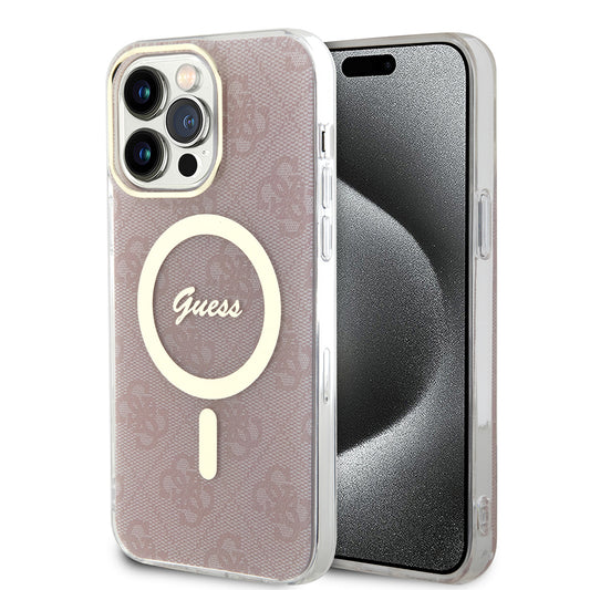 MagSafe hoesje voor Apple iPhone 15 Pro, Guess, IML 4G, Roze