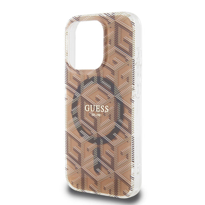 MagSafe hoesje voor Apple iPhone 15 Pro, Guess, IML Gcube, Bruin