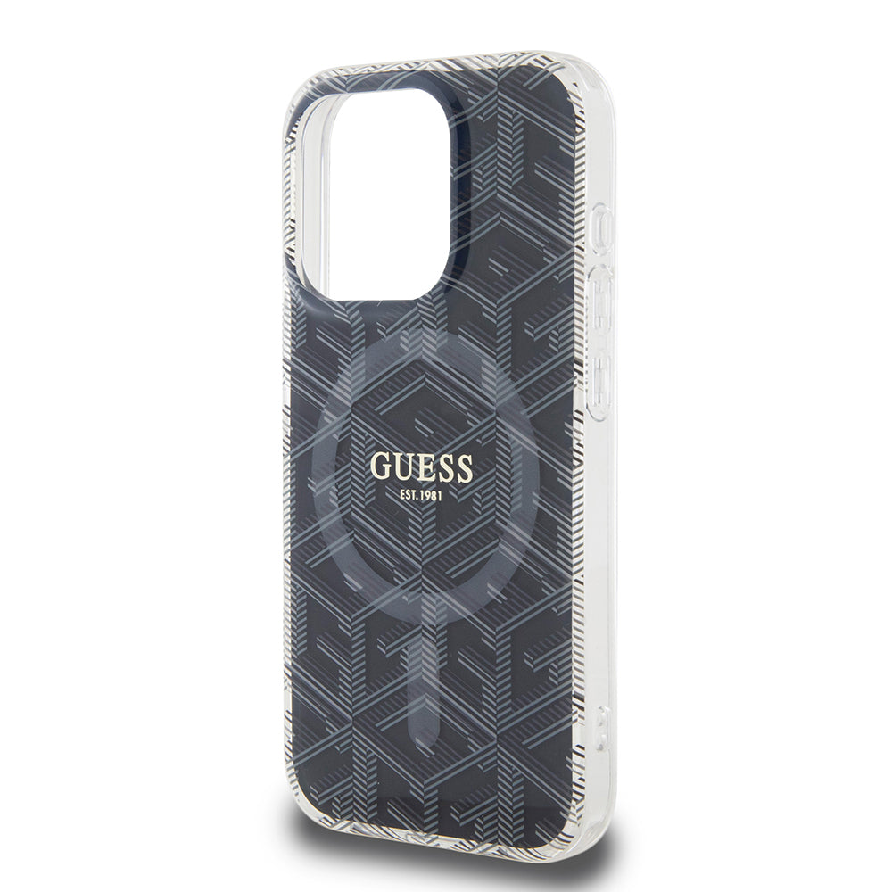 MagSafe hoesje voor Apple iPhone 15 Pro, Guess, IML Gcube, Zwart