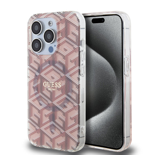 MagSafe hoes voor Apple iPhone 15 Pro, Guess, IML Gcube, Roze