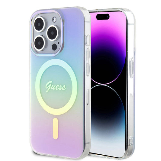 MagSafe hoesje voor Apple iPhone 15 Pro, Guess, IML Iridescent, Paars