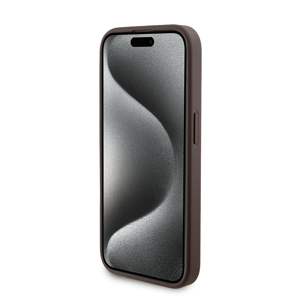 MagSafe hoesje voor Apple iPhone 15 Pro, Guess, Powerbank 4G Metal Logo, Bruin