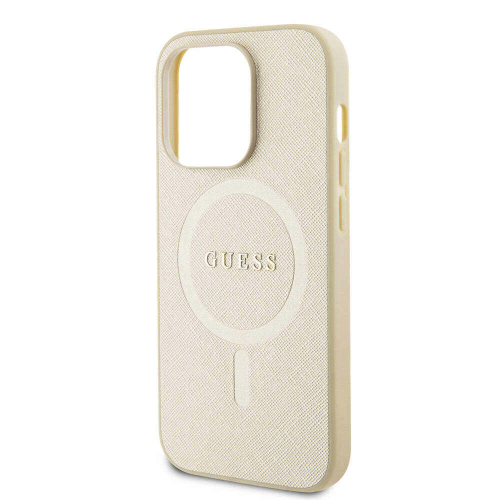 MagSafe Case for Apple iPhone 15 Pro, Guess, Saffiano, Beige