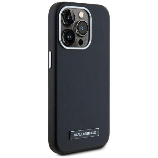 MagSafe hoes voor Apple iPhone 15 Pro, Karl Lagerfeld, FW Metal Plate, Zwart