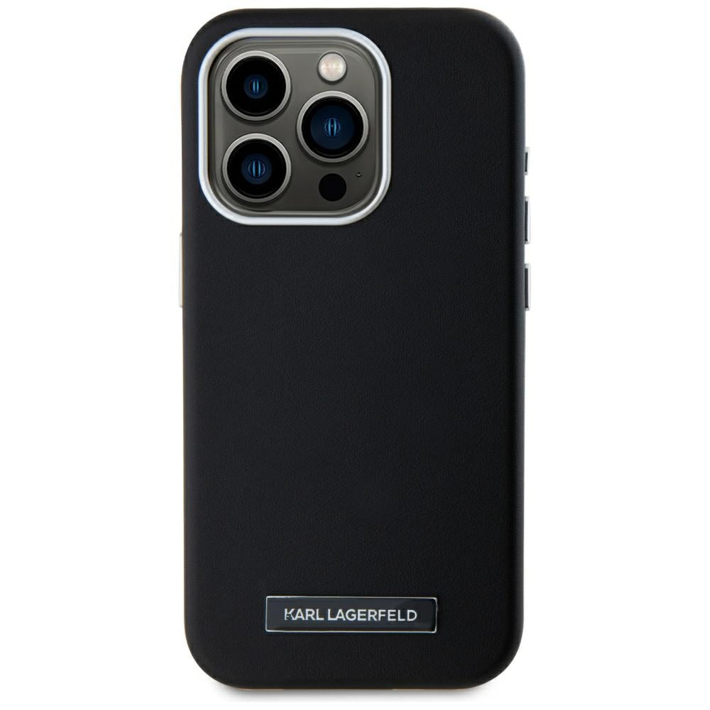 MagSafe hoes voor Apple iPhone 15 Pro, Karl Lagerfeld, FW Metal Plate, Zwart