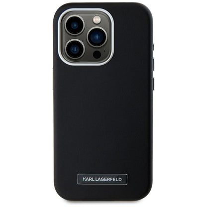 MagSafe hoes voor Apple iPhone 15 Pro, Karl Lagerfeld, FW Metal Plate, Zwart