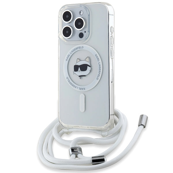 MagSafe hoesje voor Apple iPhone 15 Pro, Karl Lagerfeld, IML Crossbody Choupette's Head met Band, Transparant