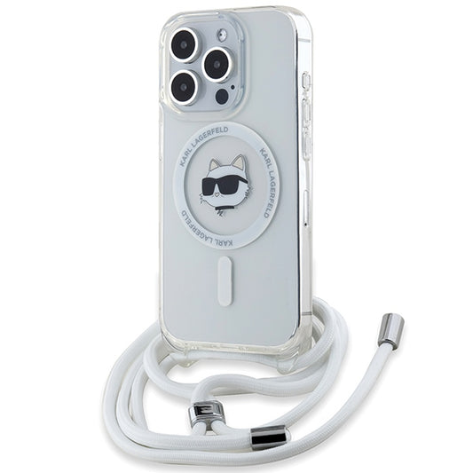 MagSafe hoesje voor Apple iPhone 15 Pro, Karl Lagerfeld, IML Crossbody Choupette's Head met Band, Transparant