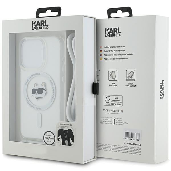 MagSafe hoesje voor Apple iPhone 15 Pro, Karl Lagerfeld, IML Crossbody Choupette's Head met Band, Transparant