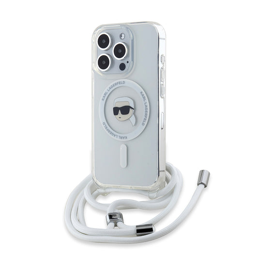 MagSafe hoes voor Apple iPhone 15 Pro, Karl Lagerfeld, IML Crossbody Karl's Head, Transparant