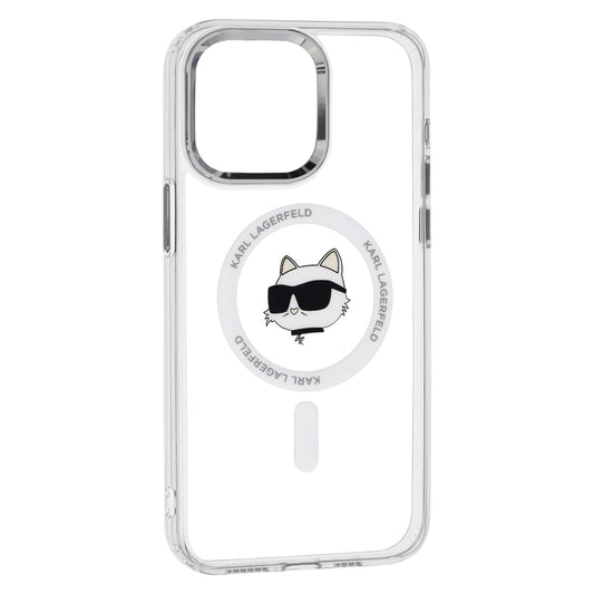 MagSafe hoesje voor Apple iPhone 15 Pro, Karl Lagerfeld, IML Metal Choupette's Head, Wit
