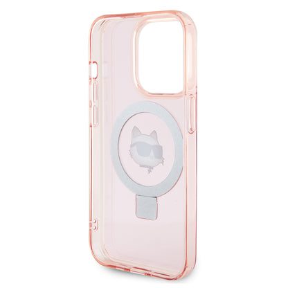 MagSafe hoes voor Apple iPhone 15 Pro, Karl Lagerfeld, Ring Stand Choupette's Head, Roze