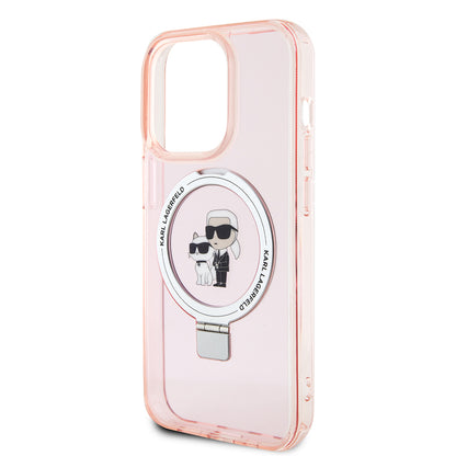 MagSafe hoes voor Apple iPhone 15 Pro, Karl Lagerfeld, Ring Stand Karl & Choupette, Roze