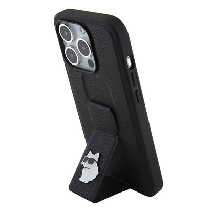 MagSafe hoes voor Apple iPhone 15 Pro, Karl Lagerfeld, Saffiano Gripstand Choupette, Zwart