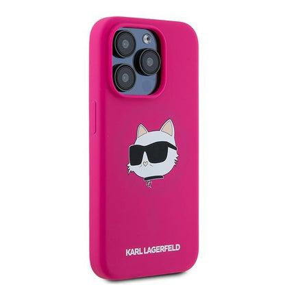 MagSafe Case for Apple iPhone 15 Pro, Karl Lagerfeld, Silicone Choupette's Head, Fuchsia