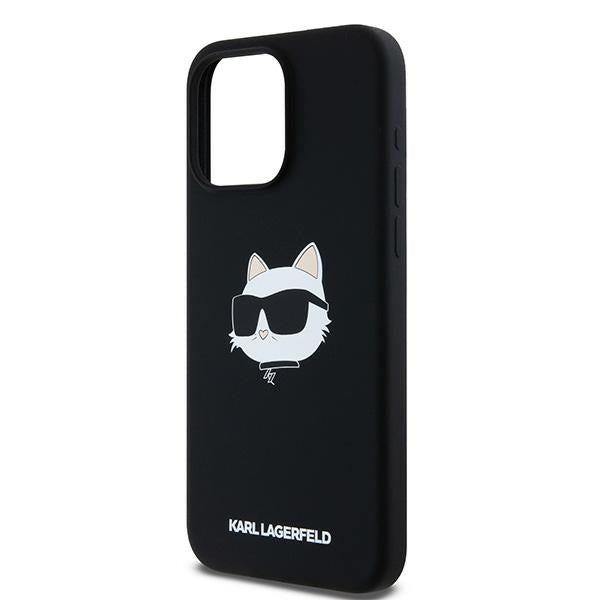 MagSafe hoesje voor Apple iPhone 15 Pro, Karl Lagerfeld, Silicone Choupette's Head, Zwart