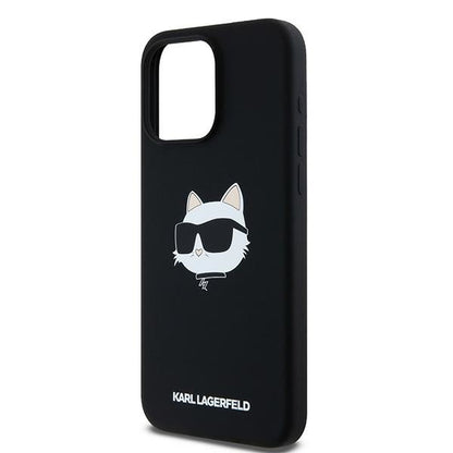 MagSafe hoesje voor Apple iPhone 15 Pro, Karl Lagerfeld, Silicone Choupette's Head, Zwart
