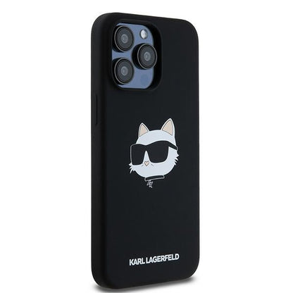 MagSafe hoesje voor Apple iPhone 15 Pro, Karl Lagerfeld, Silicone Choupette's Head, Zwart