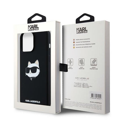 MagSafe hoesje voor Apple iPhone 15 Pro, Karl Lagerfeld, Silicone Choupette's Head, Zwart