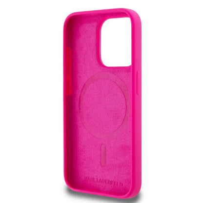 MagSafe Case for Apple iPhone 15 Pro, Karl Lagerfeld, Silicone Karl's Head, Fuchsia